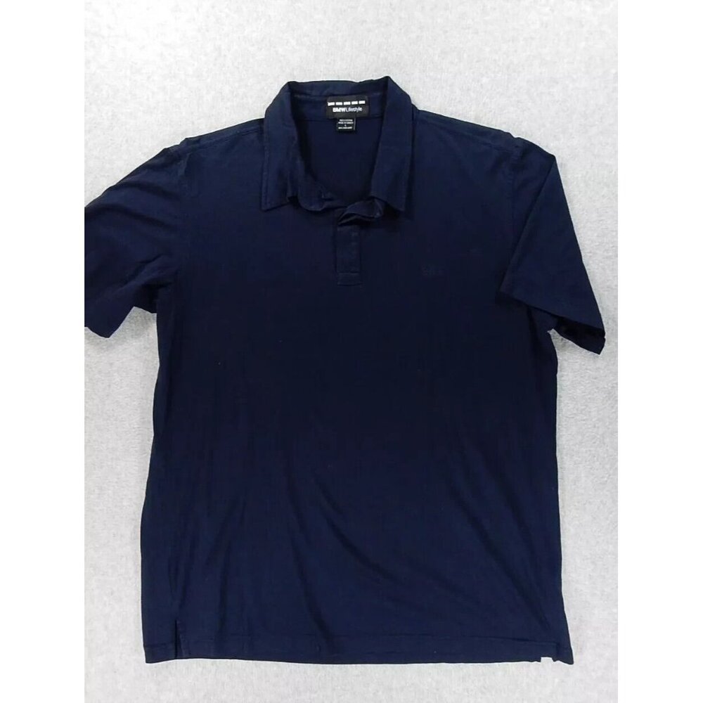 BMW Lifestyle Short Sleeve‎ Logo Cotton Polo Shirt (Men's Large) Blue